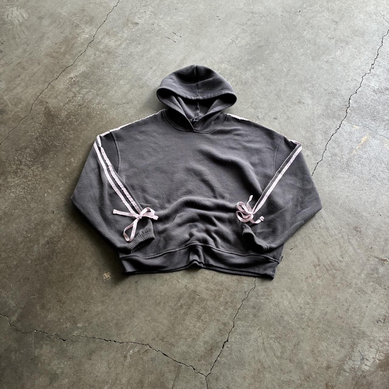 Ribbon-trim cropped hoodie listing preview